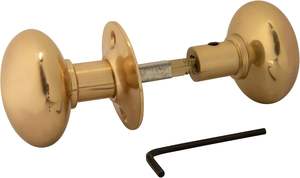 Ensemble de boutons en laiton massif (2 boutons + 2 rosettes + 1 axe) de forme ronde, diamètre 2 pouces. Poignées de tirage pour portes et armoires - Product Image 4