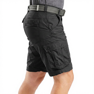 Shorts pour hommes, taille mi-haute, séchage rapide, style workwear, tissu en toile avec poches - Product Image 6
