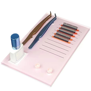 Support magnétique en acrylique premium (rectangulaire solide) pour extensions de cils professionnelles, avec pince à épiler métallique - Product Image 4