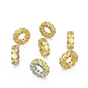 Breloque Ronde en Quartz Citron Or Italien 14 carats, Breloque Roue en Quartz Jaune, Support de Breloque Ronde, Pierre Ronde Éternité Novembre - Product Image 2