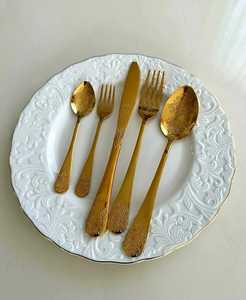 Ensemble de couverts en or mat, acier inoxydable, couteau, fourchette, cuillère à long manche, vaisselle, couverts de table, pour hôtel, restaurant, utilisation sur table - Product Image 4