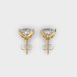 Pendientes de Diamantes con Corte Princesa Cultivados en Laboratorio, Certificados por IGI, Oro Amarillo/Blanco/Rosa de 9K, Pendientes Solitarios con Diamantes Princesa - Product Image 3