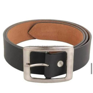 เข็มขัดหนังวัวหนังลำลองสำหรับผู้ชายหนังแท้สีดำพร้อมหัวเข็มขัดทองเหลืองนิกเกิลทรงสี่เหลี่ยมที่ทันสมัย - Product Image 6