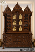 Portes de temple Ashtalakshmi de style sud-indien en teck moderne, faites à la main, pliables, taille personnalisée, meubles de maison