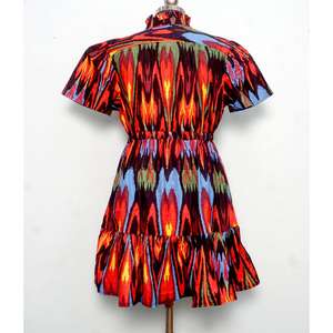 Vestido Corto Tipo A para Mujer, Cómodo, Formal, para Viaje, Ecológico, Cintura Natural, 100% Algodón, Estampado Floral Digital - Product Image 6