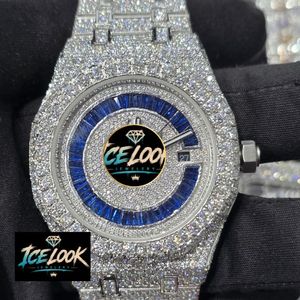 ICE LOOK นาฬิกาข้อมือสแตนเลสสตีลสุดหรูสำหรับผู้ชาย 42 มม. ตัวเรือนทรงกลม คริสตัลแซฟไฟร์ ระบบอนาล็อก ควอตซ์ แสดงวันที่ สายขนาด 20 มม. พร้อมหัวเข็มขัด - Product Image 1