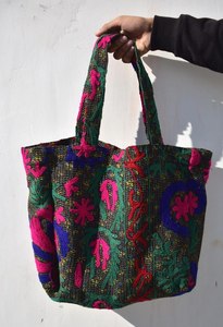 Vintage Suzani Kantha Tote <b>Bag</b> – Handmade Embroidered <b>Boho</b> Shoulder <b>Bag</b>, Recycled Cotton Tribal Handbag - Product Image 3