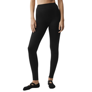 Women High Waist Full Length Solid <b>Black</b> <b>Leggings</b> Knitted Spandex Nylon Stretch Seamless Basic Style All Seasons - Product Image 4