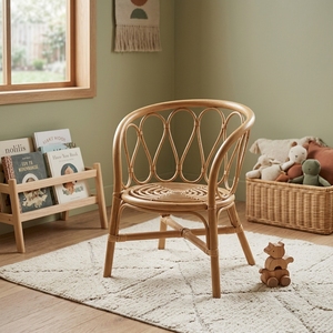 Silla Infantil de Ratán, Estilo Tradicional, Retro, Minimalista y Divertida, Asiento Natural para Cuarto de Juegos, Linda Silla para Guardería y Sala de Estar, Venta al Por Mayor - Product Image 3