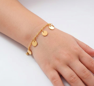 Handmade 18K Gold Plated 925 Sterling Silver Coin Bracelet Ethnic Style Fine Chain Jewelry - Product Image 1
