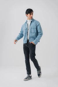 Fashionable <b>Waterproof</b> Winter Jacket with <b>Warm</b> Zipper OEM Service Available Wholesale 2026 Custom Men's Denim Jacket - Product Image 2