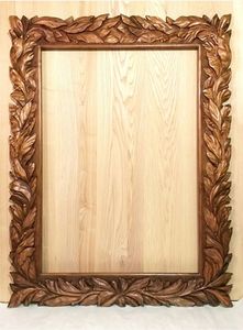 Handmade Wooden Wall <b>Mirror</b> Frame <b>Rectangular</b> Traditional Carved Leaf Design Brown Decorative <b>Mirror</b> - Product Image 5