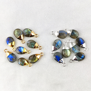 Natural Labradorite Pear Pendant Gold Plated Electroplated Charms Blue <b>Flash</b> AA Quality Labradorite Handmade Cut Pendant Charms - Product Image 4