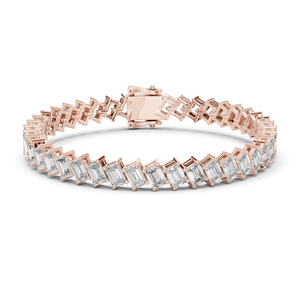 Pulsera de tenis con diamantes cultivados en laboratorio de corte esmeralda en oro rosa, en oro macizo de 18 quilates - Product Image 1