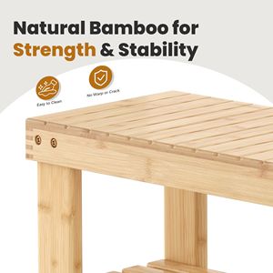 Panca Portascarpe a 3 Ripiani in Bambù da 27 Pollici, Capacità 280 lb, Organizzatore per Ingresso e Soggiorno Moderno - Product Image 3