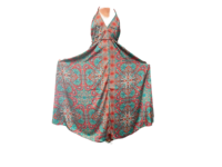 Robe longue en soie tissée à imprimé floral numérique, style décontracté de plage, taille naturelle, bretelles spaghetti, volants, sans manches