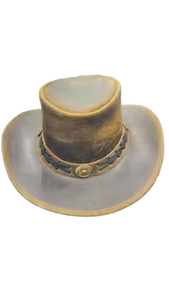 Chapeau de cowboy australien vintage en cuir véritable marron, imprimé numériquement, ajustable, pour toutes les saisons, idéal pour les activités de plein air. - Product Image 4