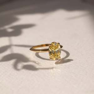 Envío Rápido, Venta al Por Mayor, Anillo Solitario de Plata 925 con Moissanita Amarilla Canaria de 3 Quilates, Corte Ovalado, Engaste de Garras, VVS, para Boda, a la Moda - Product Image 2
