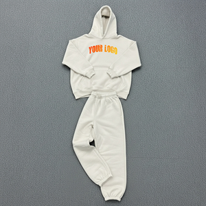 Conjunto de Sudadera con Capucha Blanca para Hombre con Estampado de Logotipo Naranja, Ropa Casual de Invierno, Forro Polar Transpirable, Estilo Urbano, 100% Algodón - Product Image 4