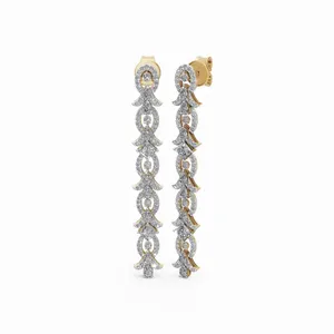 Pendientes de Diseño Enchanted Petals con Certificación IGI en Oro Amarillo de 18K, con Diamantes de Corte Princesa y Redondo para Mujer - Product Image 4