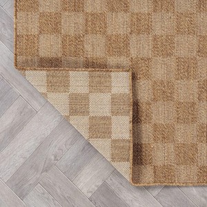 Alfombra Moderna para Exteriores, Rectangular, con Patrón Geométrico, de Polipropileno, Tejido Plano, Impermeable, Lavable, Beige Marrón - Product Image 3