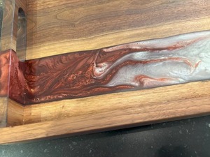Handmade Durable Eco-Friendly Blue <b>Epoxy</b> Resin River Wood Wedding Serving Board Charcuterie Snack Platter Decorative Cheese Tra - Product Image 2