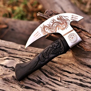 Hacha de Pizza Vikinga Premium Hecha a Mano, Cuchilla de Acero con Alto Contenido de Carbono, Cuchillo de Cocina, Hacha THEWIZ CRAFTS, Mango de Madera, Garantía de 3 Años, DIY - Product Image 1