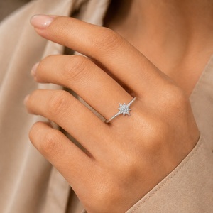 Lab grown <b>diamond</b> round cut solitaire <b>ring</b> North Star <b>Diamond</b> <b>Ring</b> minimalist gold <b>ring</b> Anniversary <b>ring</b> gift For Her - Product Image 2