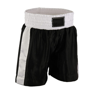 Shorts de boxe en satin noir pour homme, taille haute, élastiques, respirants, décontractés, pour le sport - Product Image 3
