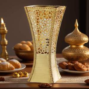 Brûleur à Bakhoor en métal doré de luxe avec motif étoile islamique, grand encensoir en forme de sablier pour la décoration du Ramadan et de l'Aïd - Product Image 6