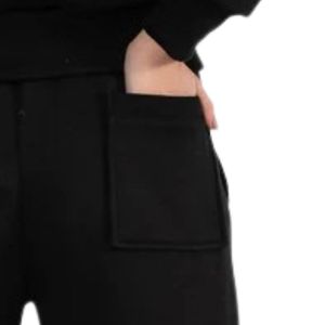 Women's Black Cargo <b>Jogger</b> Pants Elastic Drawstring Waist Casual Sweatpants with Side Pockets <b>Cuffed</b> Ankles for Workout - Product Image 4