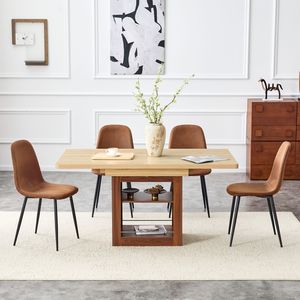 Set da Pranzo Moderno di Lusso con Tavolo Allungabile da 59-71 Pollici e 4 Sedie in Tessuto Tecnologico, Stile Contemporaneo Scalabile - Product Image 2