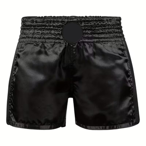 Shorts de combat Muay Thai dernière génération, couleur noire, taille haute, extensibles, séchage rapide, respirants, pour arts martiaux et kick-boxing - Product Image 2