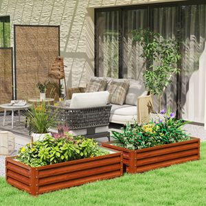 Fioriera in Metallo Zincato 4FT X 2FT X 1FT per Coltivare Verdure, Fiori, Erbe e Piante Grasse - Marrone - Product Image 2