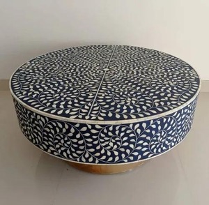 Mesa con Incrustaciones de Hueso de ILAHI, Diseño Moderno con Detalles de Ágata, Almacenamiento Portátil, Muebles para el Hogar - Product Image 3