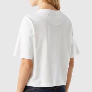 Camiseta al por Mayor para Mujer, 100% Algodón, Cuello Redondo, Logotipo OEM Personalizado, Diseño de Color Personalizado, Camiseta Holgada para Mujer - Product Image 4