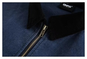 Navy Blue Men's Denim <b>Jacket</b> Casual Winter Hooded Full-Zip Anti-Bacterial Breathable Eco-Friendly <b>Fleece</b> <b>Lining</b> Embossed - Product Image 3