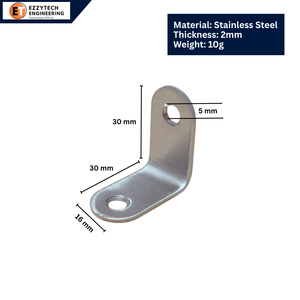 Soporte en Forma de L de Acero Metálico Pulido de 30x30x16mm y 2mm de Espesor, Corte Láser CNC de Precisión para Aplicaciones Industriales - Product Image 1