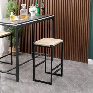 Set di 2 Sgabelli da Cucina e Bar, Sedie da Pranzo Senza Schienale in Corda Intrecciata, Design Confortevole ed Elegante - Product Image 3