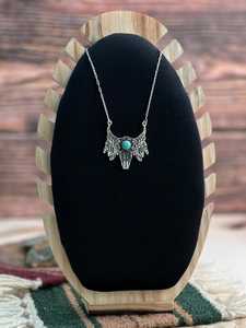 Kingman Turquoise <b>Statement</b> <b>Necklace</b> Handmade Sterling Silver Natural Gemstone Boho Southwestern Jewelry Third Party Certified - Product Image 1