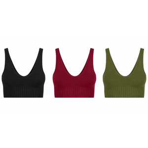 Sujetador deportivo de punto sin costuras para mujer, top corto transpirable de secado rápido, soporte medio, espalda cruzada, logotipo personalizado, ropa para correr y yoga - Product Image 4