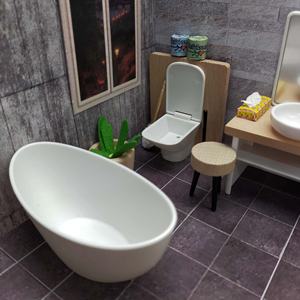 Accesorios para casa de muñecas en miniatura 1:12, juego de bañera, inodoro, ducha y lavabo para decoración de escenas de baño en miniatura. - Product Image 5