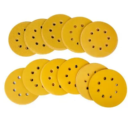 Factory Supply 6-inch 150mm Multi-Hole Yellow Aluminium Oxide Abrasive Sanding Disc Sand Paper Polishing Tools OEM/ODM Supported