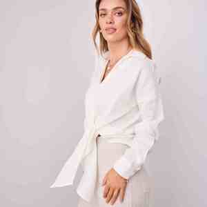 Camisa de Lino de Alta Calidad para Mujer, Estilo Formal, Manga Larga, Cuello Clásico, Color Sólido, Transpirable, 100% Lino - Product Image 5