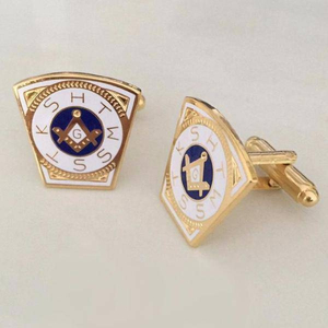 Gemelos Masónicos Personalizados con Diseño de Llave de Masonería, Tono Dorado, Azul y Blanco, Compás Cuadrado, Accesorios Formales para Camisa, Regalo para Logia - Product Image 2