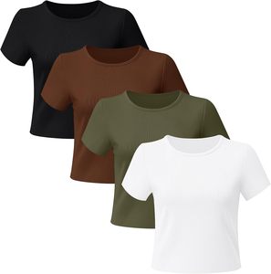 เสื้อยืดครอปท็อปแขนสั้นคอกลมผ้าฝ้ายถักเนื้อนุ่ม 100% น้ำหนัก 240 กรัม สำหรับผู้หญิง สไตล์ลำลองฤดูร้อน ยี่ห้อ STELLAR - Product Image 2