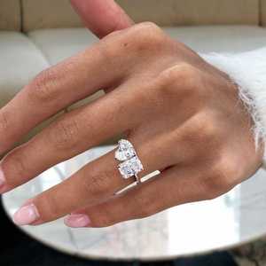 Toi Moi Moissanite 3CT Radiant & Heart Cut Diamond Two Stone <b>Ring</b> Original 925 Silver <b>Fine</b> Modern Gift Jewelry For Engagement - Product Image 4