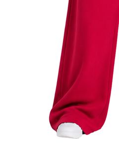 Pantalones de chándal anchos de cintura alta para mujer, color rojo cereza, estilo casual, holgados, de felpa, con cordón y bolsillos. - Product Image 3