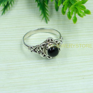 Anillo de ónix negro, anillo de plata de ley 925, anillo de piedra negra, anillo de diseño hecho a mano, anillos de compromiso de boda para mujer, regalo de Navidad - Product Image 2