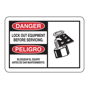 Panneau d'avertissement bilingue « Danger - Verrouillage » pour zones d'entretien d'équipements - Panneau d'avertissement en ABS imprimé UV - Product Image 2